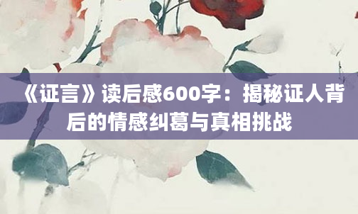 《证言》读后感600字：揭秘证人背后的情感纠葛与真相挑战