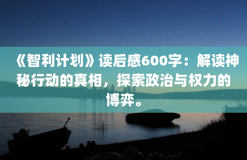 《智利计划》读后感600字：解读神秘行动的真相，探索政治与权力的博弈。