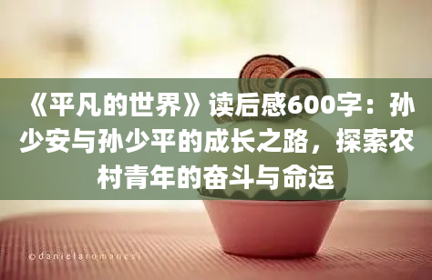 《平凡的世界》读后感600字：孙少安与孙少平的成长之路，探索农村青年的奋斗与命运