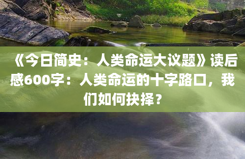 《今日简史：人类命运大议题》读后感600字：人类命运的十字路口，我们如何抉择？