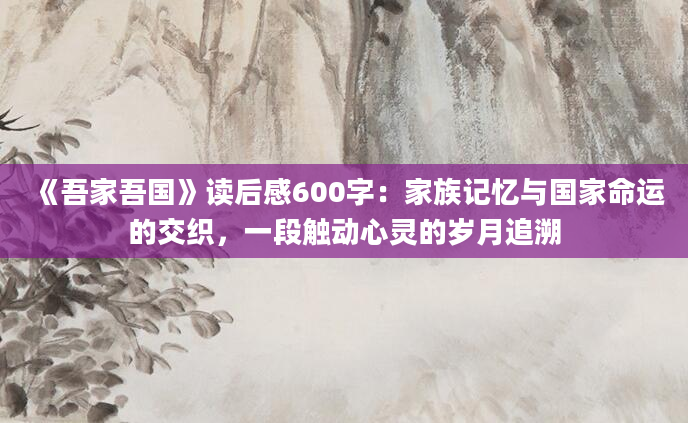 《吾家吾国》读后感600字：家族记忆与国家命运的交织，一段触动心灵的岁月追溯