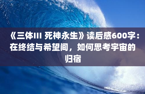 《三体III 死神永生》读后感600字：在终结与希望间，如何思考宇宙的归宿