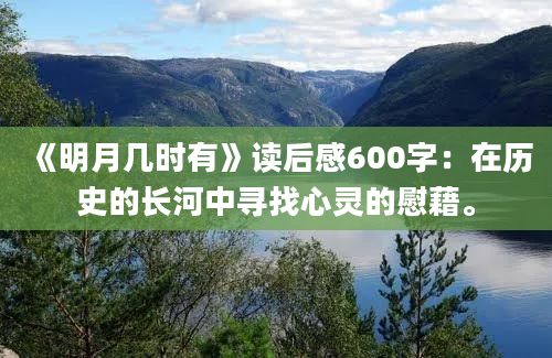 《明月几时有》读后感600字：在历史的长河中寻找心灵的慰藉。