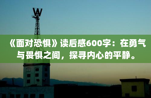 《面对恐惧》读后感600字：在勇气与畏惧之间，探寻内心的平静。