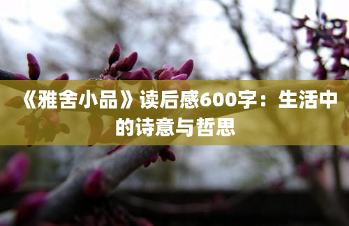 《雅舍小品》读后感600字：生活中的诗意与哲思