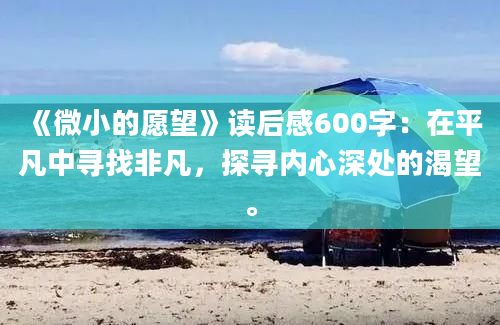 《微小的愿望》读后感600字：在平凡中寻找非凡，探寻内心深处的渴望。