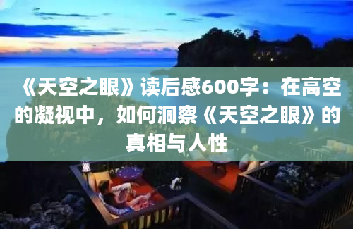 《天空之眼》读后感600字：在高空的凝视中，如何洞察《天空之眼》的真相与人性