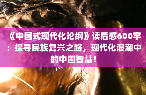 《中国式现代化论纲》读后感600字：探寻民族复兴之路，现代化浪潮中的中国智慧！