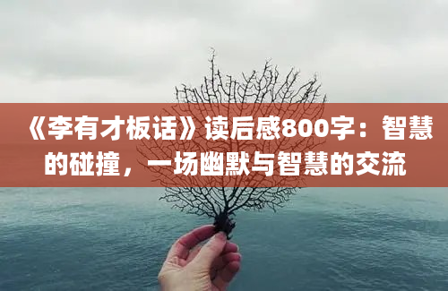 《李有才板话》读后感800字：智慧的碰撞，一场幽默与智慧的交流