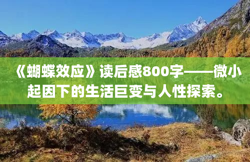 《蝴蝶效应》读后感800字——微小起因下的生活巨变与人性探索。