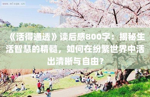 《活得通透》读后感800字：揭秘生活智慧的精髓，如何在纷繁世界中活出清晰与自由？