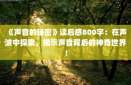 《声音的秘密》<a href=https://www.baixuetang.com target=_blank class=infotextkey>读后感</a>800字：在声波中探索，揭示声音背后的神奇世界！