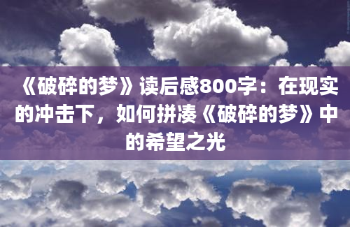 《破碎的梦》读后感800字：在现实的冲击下，如何拼凑《破碎的梦》中的希望之光