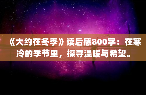 《大约在冬季》读后感800字：在寒冷的季节里，探寻温暖与希望。