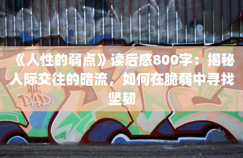 《人性的弱点》读后感800字：揭秘人际交往的暗流，如何在脆弱中寻找坚韧