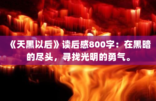 《天黑以后》读后感800字：在黑暗的尽头，寻找光明的勇气。