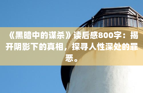 《黑暗中的谋杀》读后感800字：揭开阴影下的真相，探寻人性深处的罪恶。