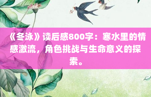 《冬泳》读后感800字：寒水里的情感激流，角色挑战与生命意义的探索。