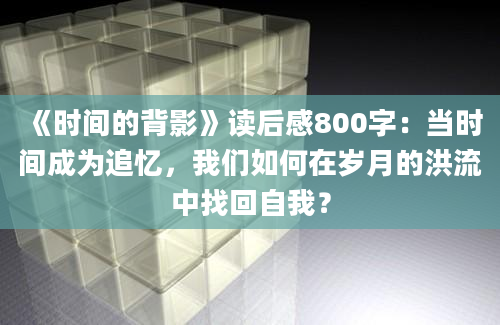 《时间的背影》读后感800字：当时间成为追忆，我们如何在岁月的洪流中找回自我？