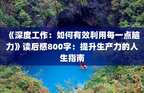 《深度工作：如何有效利用每一点脑力》读后感800字：提升生产力的人生指南