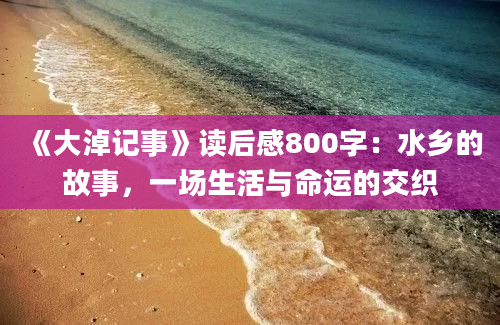 《大淖记事》读后感800字：水乡的故事，一场生活与命运的交织