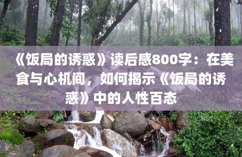 《饭局的诱惑》读后感800字：在美食与心机间，如何揭示《饭局的诱惑》中的人性百态