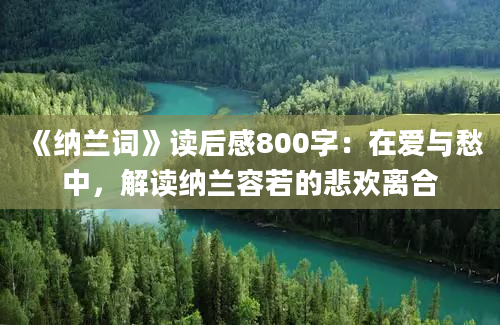 《纳兰词》读后感800字：在爱与愁中，解读纳兰容若的悲欢离合