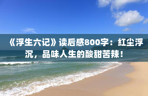 《浮生六记》读后感800字：红尘浮沉，品味人生的酸甜苦辣！