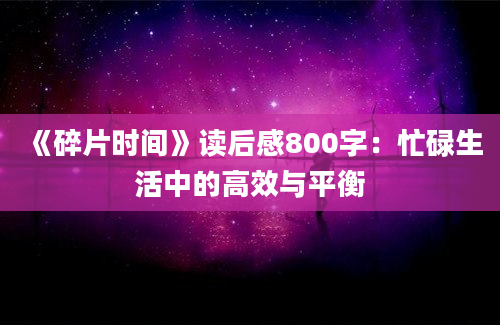 《碎片时间》读后感800字：忙碌生活中的高效与平衡