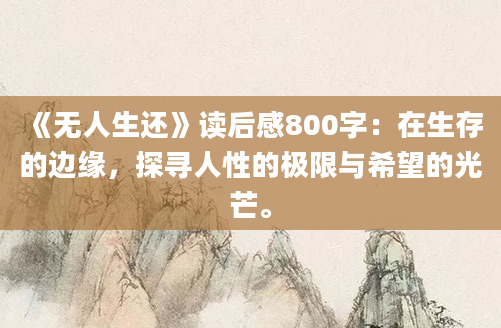 《无人生还》读后感800字：在生存的边缘，探寻人性的极限与希望的光芒。