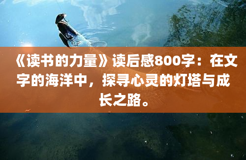 《读书的力量》读后感800字：在文字的海洋中，探寻心灵的灯塔与成长之路。