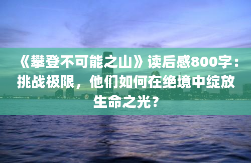 《攀登不可能之山》读后感800字：挑战极限，他们如何在绝境中绽放生命之光？