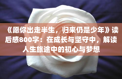 《愿你出走半生，归来仍是少年》<a href=https://www.baixuetang.com target=_blank class=infotextkey>读后感</a>800字：在成长与坚守中，解读人生旅途中的初心与梦想