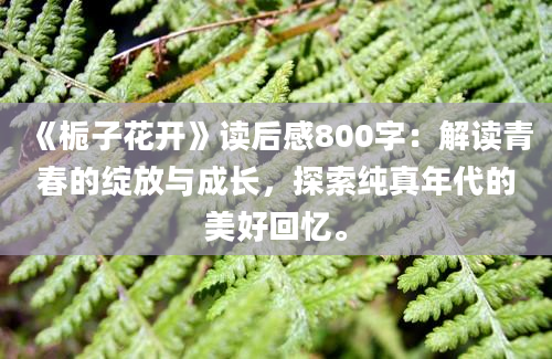 《栀子花开》读后感800字：解读青春的绽放与成长，探索纯真年代的美好回忆。