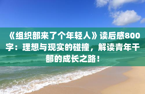 《组织部来了个年轻人》读后感800字：理想与现实的碰撞，解读青年干部的成长之路！