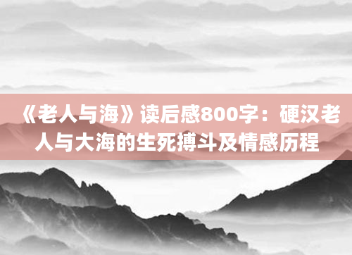 《老人与海》读后感800字：硬汉老人与大海的生死搏斗及情感历程