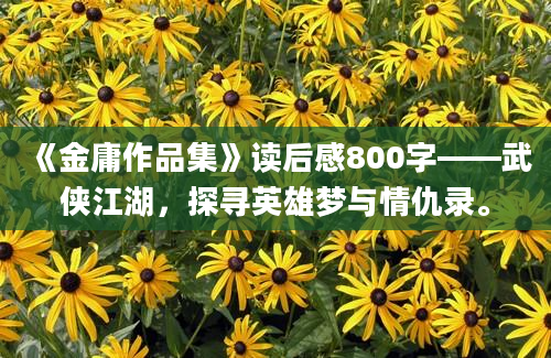 《金庸作品集》读后感800字——武侠江湖，探寻英雄梦与情仇录。