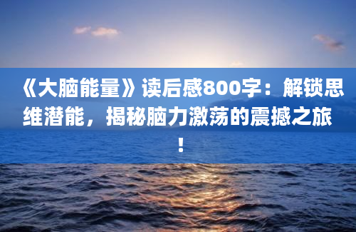 《大脑能量》读后感800字：解锁思维潜能，揭秘脑力激荡的震撼之旅！