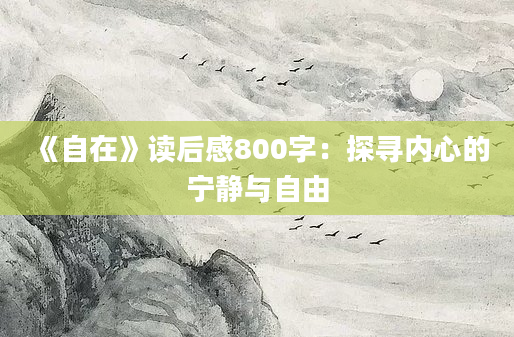 《自在》读后感800字：探寻内心的宁静与自由