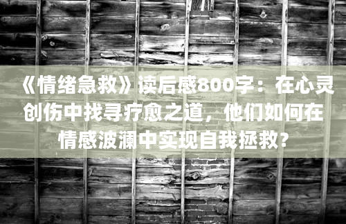 《情绪急救》读后感800字：在心灵创伤中找寻疗愈之道，他们如何在情感波澜中实现自我拯救？