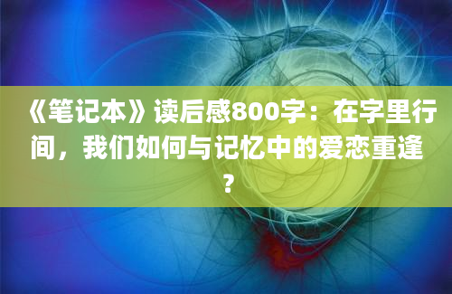 《笔记本》读后感800字：在字里行间，我们如何与记忆中的爱恋重逢？