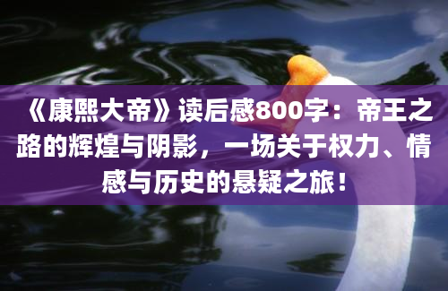 《康熙大帝》读后感800字：帝王之路的辉煌与阴影，一场关于权力、情感与历史的悬疑之旅！