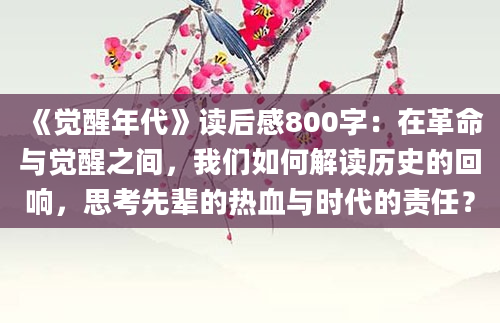 《觉醒年代》读后感800字：在革命与觉醒之间，我们如何解读历史的回响，思考先辈的热血与时代的责任？