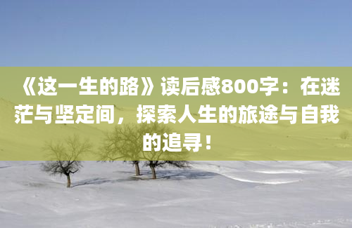 《这一生的路》<a href=https://www.baixuetang.com target=_blank class=infotextkey>读后感</a>800字：在迷茫与坚定间，探索人生的旅途与自我的追寻！