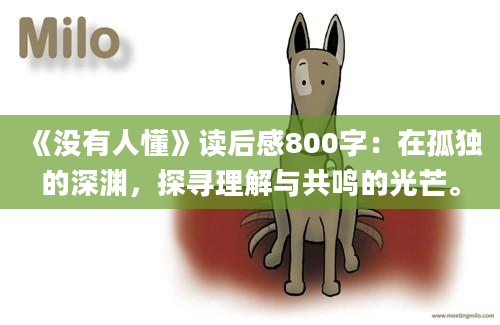 《没有人懂》读后感800字：在孤独的深渊，探寻理解与共鸣的光芒。