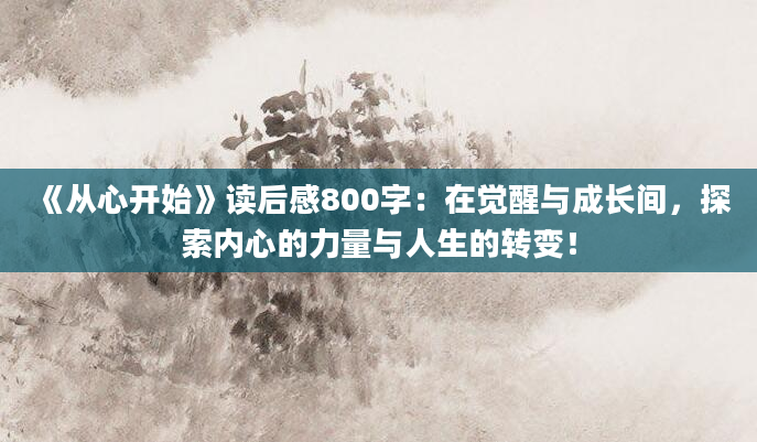 《从心开始》读后感800字：在觉醒与成长间，探索内心的力量与人生的转变！