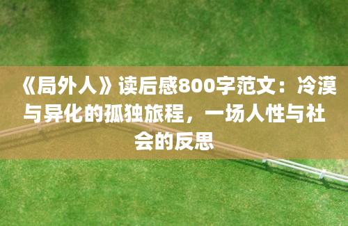 《局外人》读后感800字范文：冷漠与异化的孤独旅程，一场人性与社会的反思