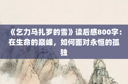 《乞力马扎罗的雪》读后感800字：在生命的巅峰，如何面对永恒的孤独