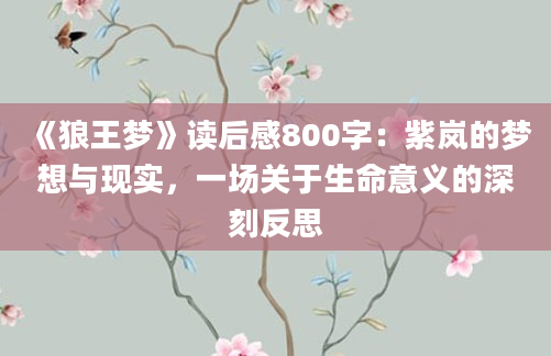 《狼王梦》读后感800字：紫岚的梦想与现实，一场关于生命意义的深刻反思