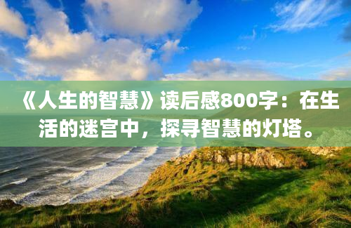 《人生的智慧》读后感800字：在生活的迷宫中，探寻智慧的灯塔。